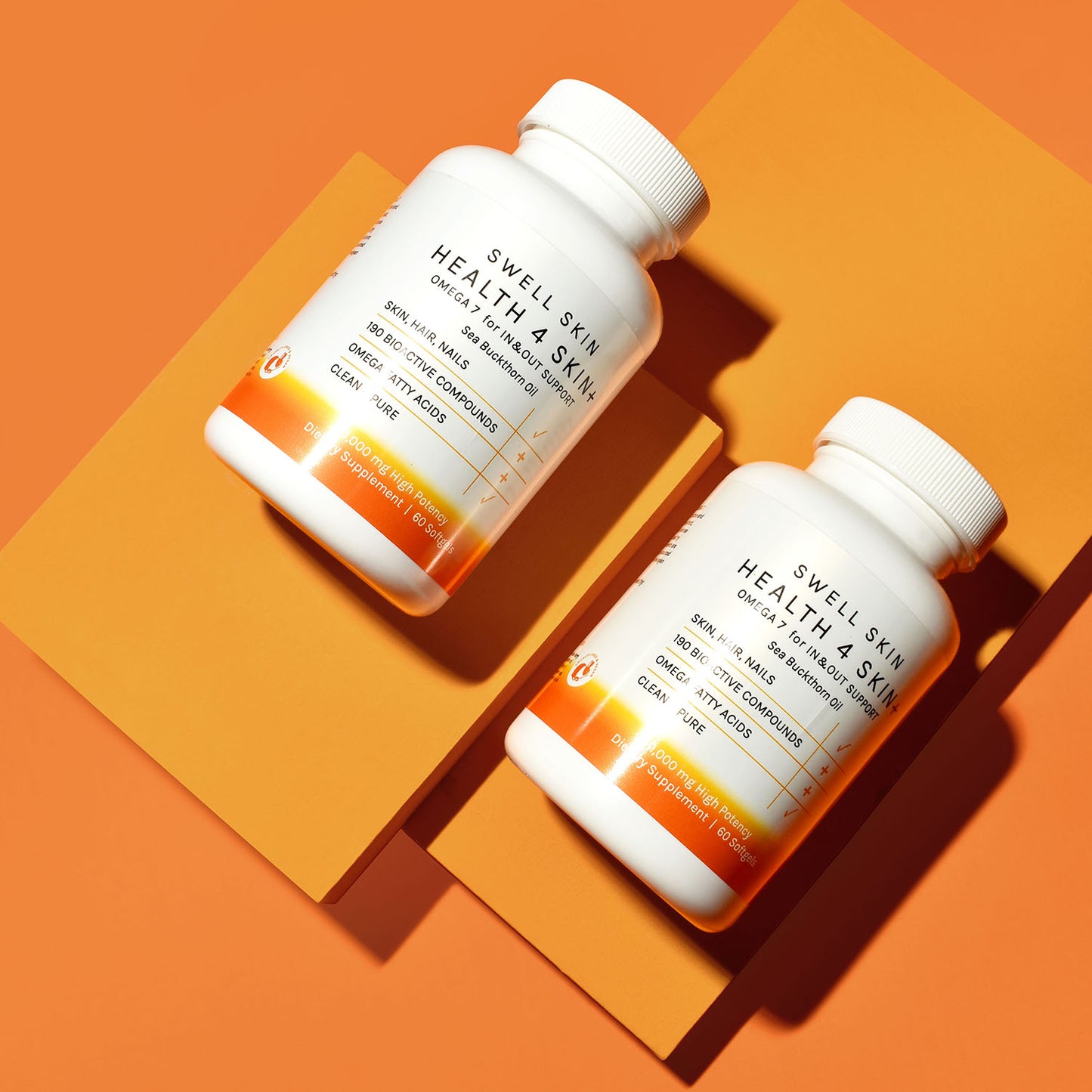 Omega 7 Sea Buckthorn Oil Vegan Soft Gels with Abundant Bioflavonoids for Skin, Hair and Nail Health. Inside & Outside