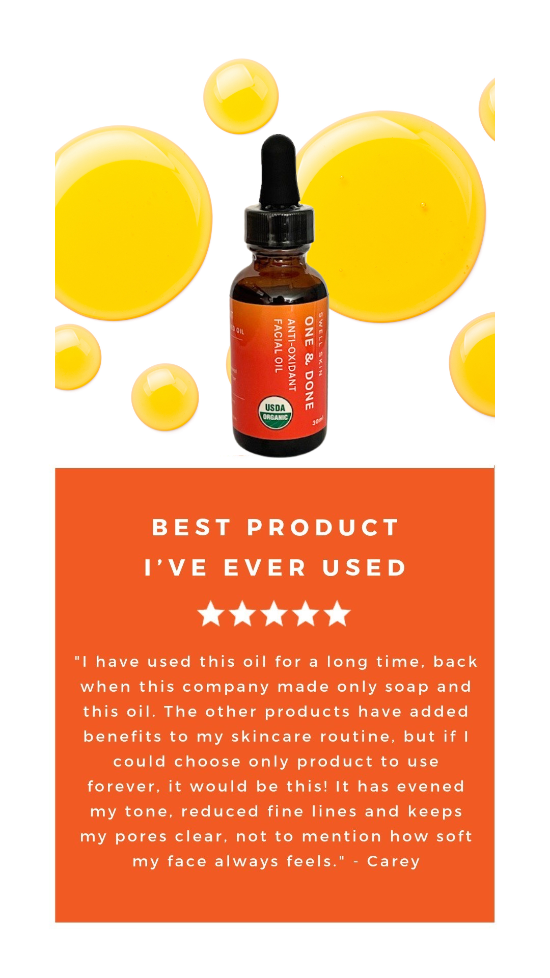 ONE & DONE Organic Sea Buckthorn Anti-Aging Face Oil. ONE INGREDIENT that does it all. BioActive Compounds + Skin Loving Omega Fatty Acids